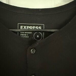 Express Men's Black LS Henley Tee (XL)